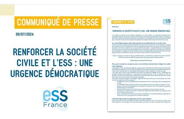 Renforcer la société civile et l'ESS : une urgence démocratique