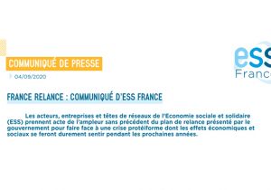 Communiqué ESS France sur le Plan de relance